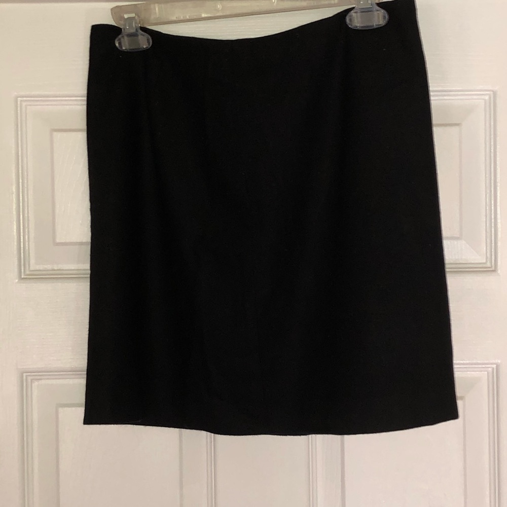 JCREW black wool A-line mini skirt, back zipper.